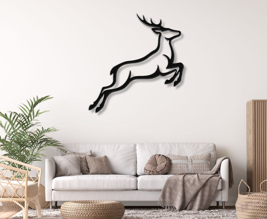 Jumping Deer Metal Wall Art
