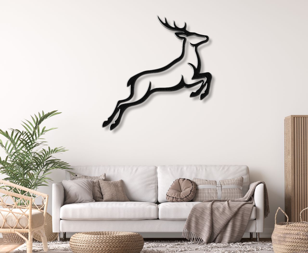 Jumping Deer Metal Wall Art