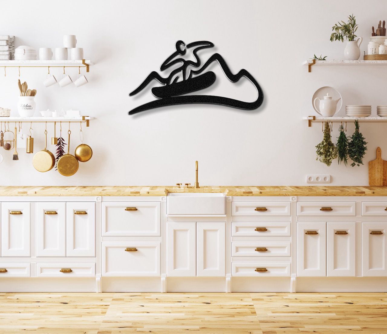Snowboarder with Mountains Metal Wall Art