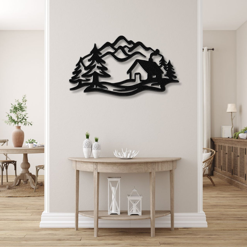Mountain Cabin Metal Wall Art