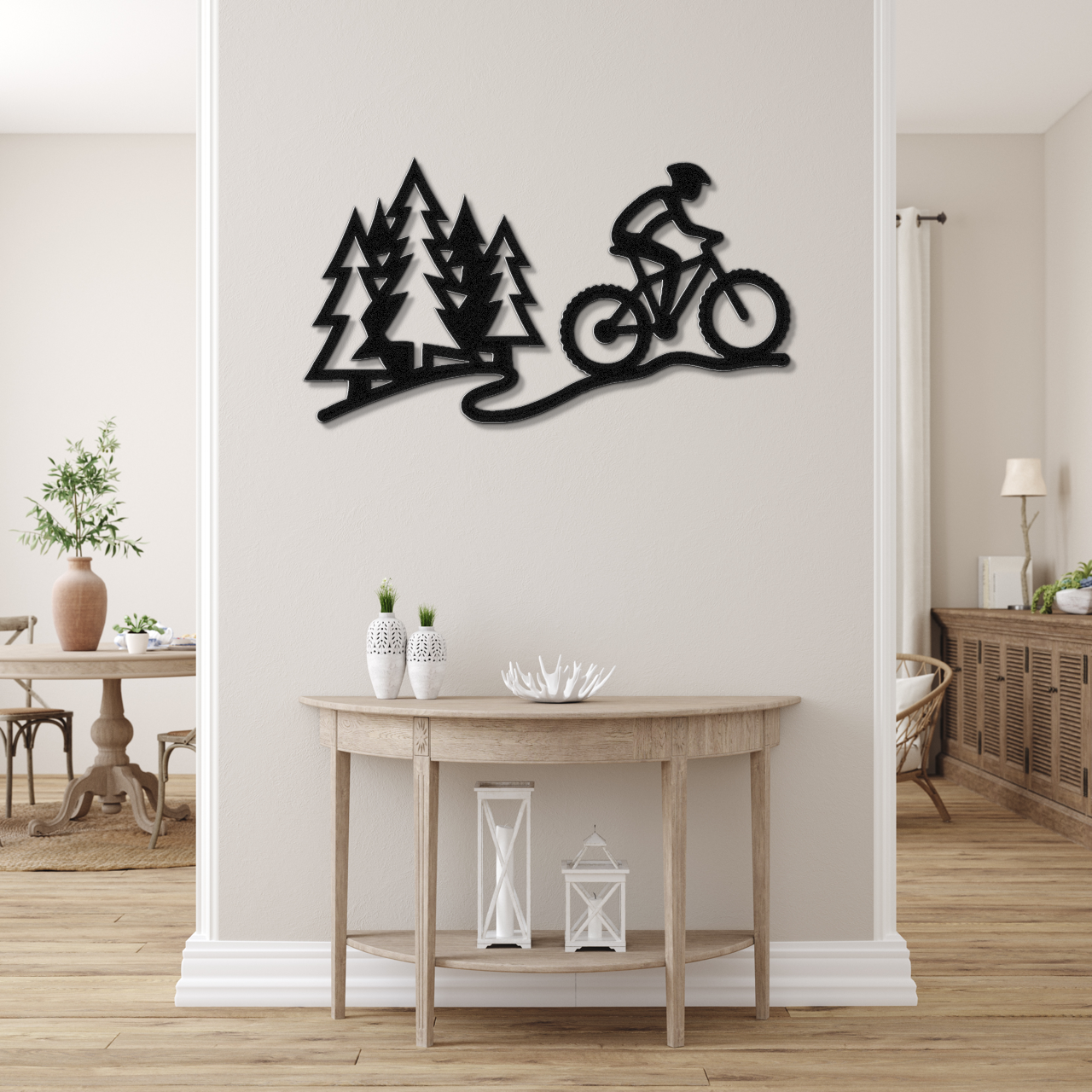 Cycling in the Pines Metal Wall Art