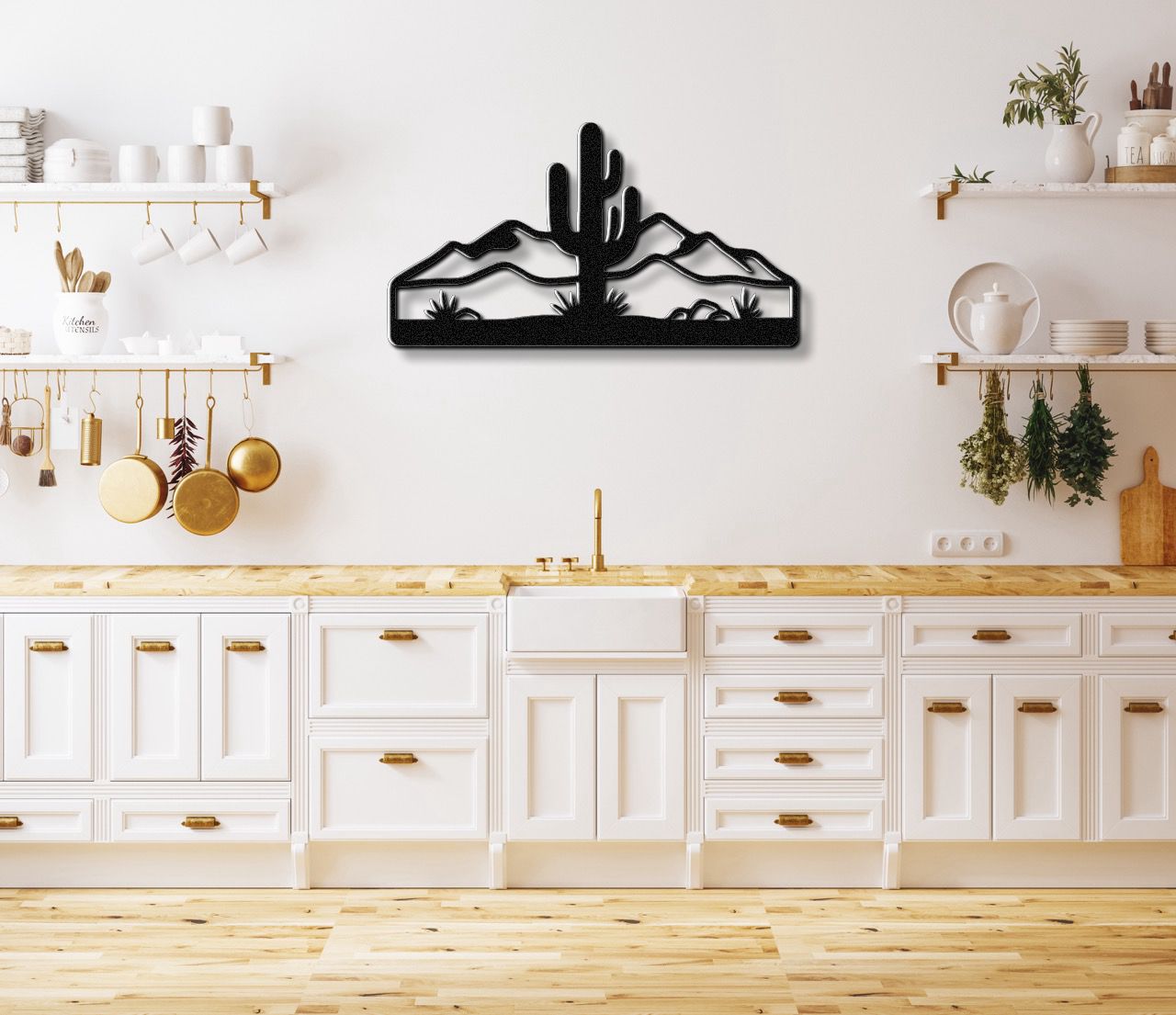 Saguaro Cactus with Mountains Metal Wall Art
