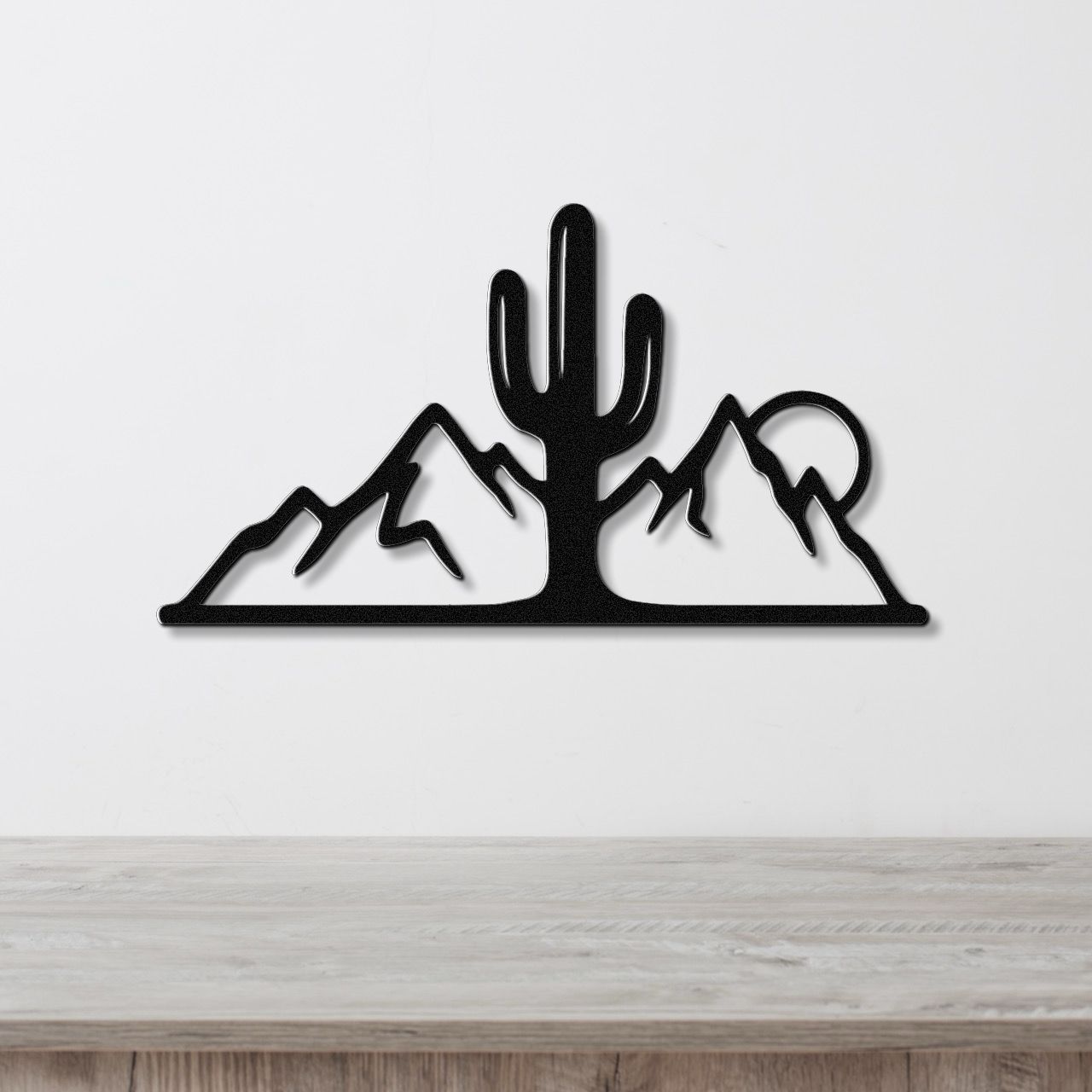 Saguaro Cactus with Mountains Metal Wall Art