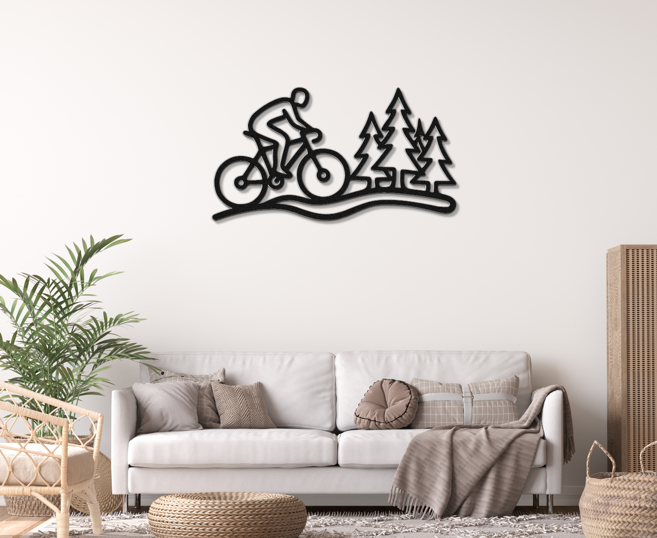 Cycling in the Pines Metal Wall Art
