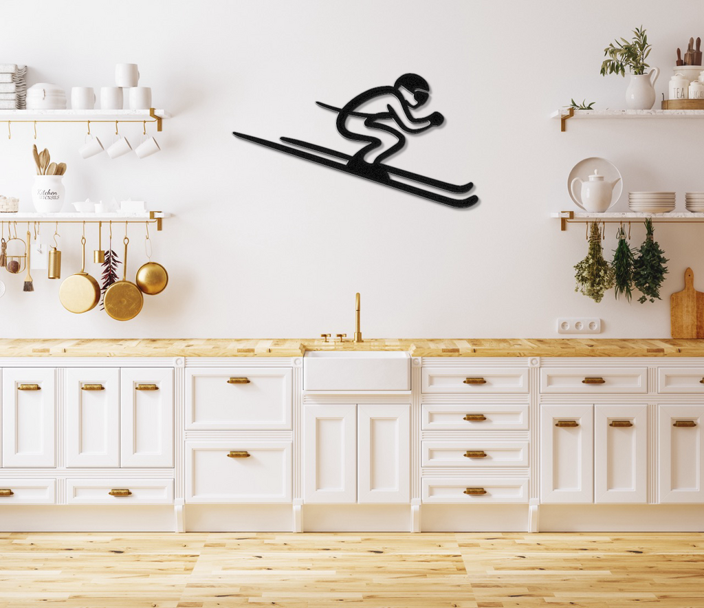 Skiing Metal Wall Art