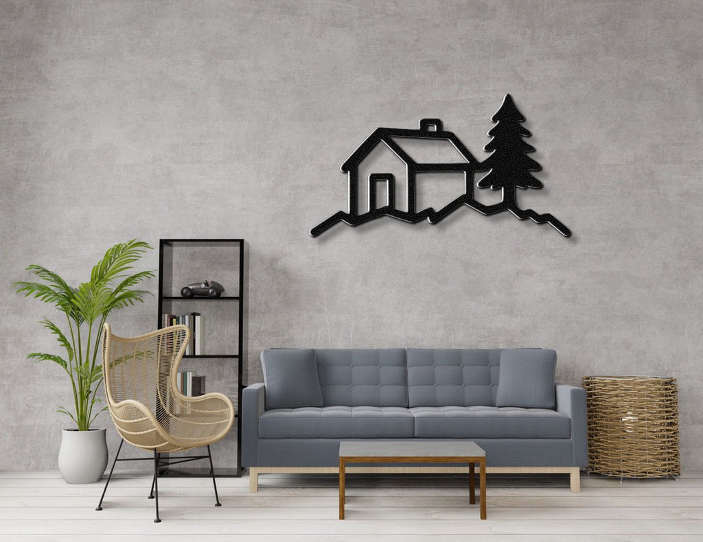 Mountain Cabin Metal Wall Art