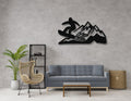 Snowboarder with Mountains Metal Wall Art