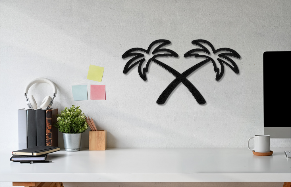 Twin Palm Tree Metal Wall Art