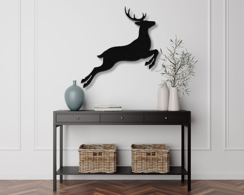 Jumping Deer Metal Wall Art