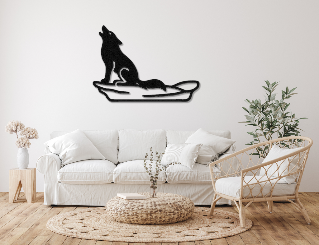 Howling Coyote Metal Wall Art