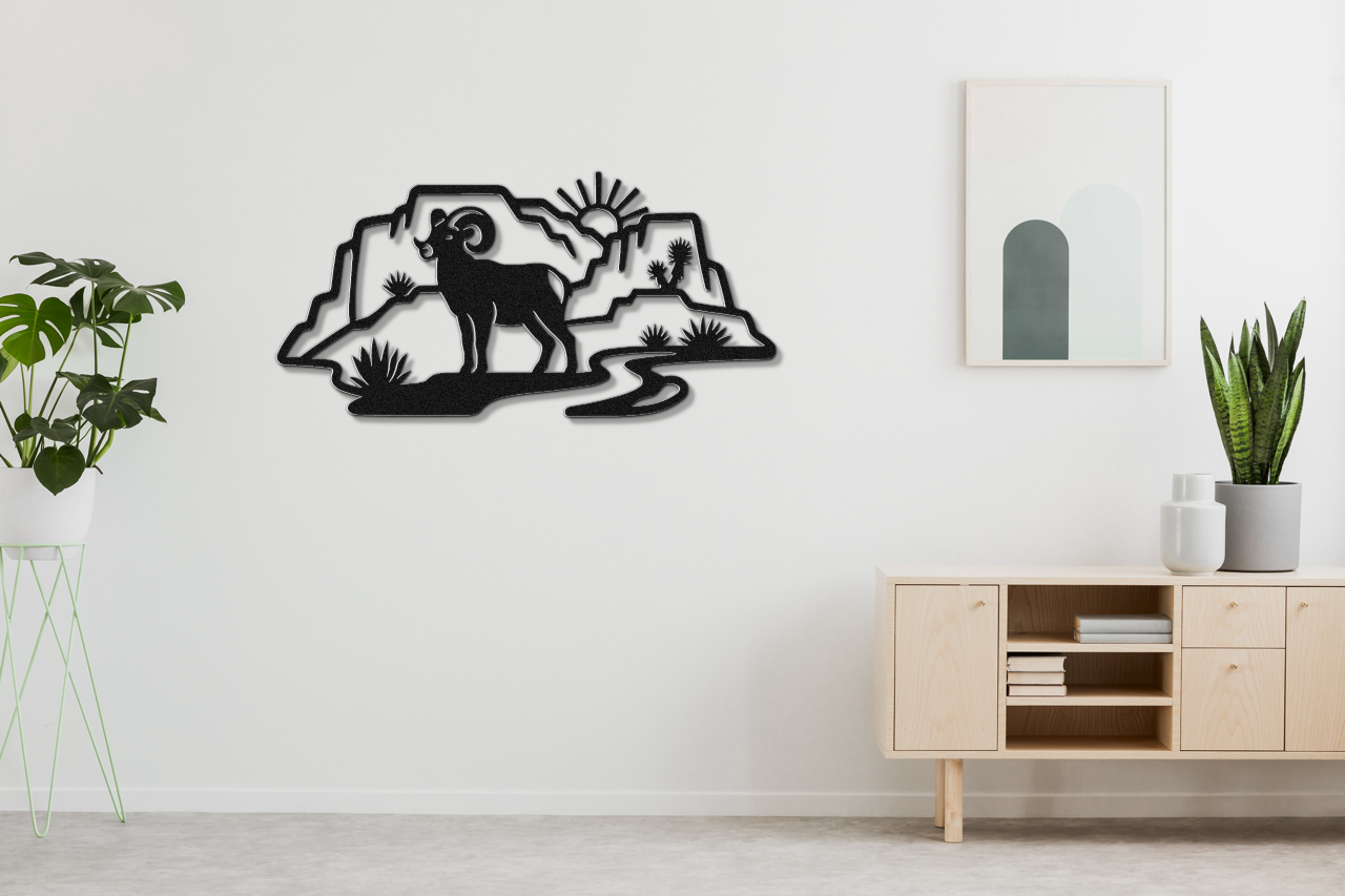 Joshua Tree Bighorn Sheep Metal Wall Art