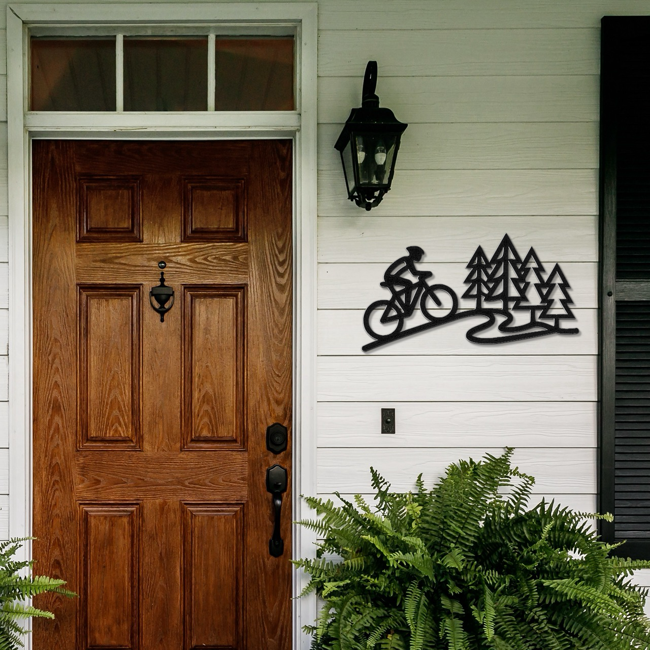 Cycling in the Pines Metal Wall Art