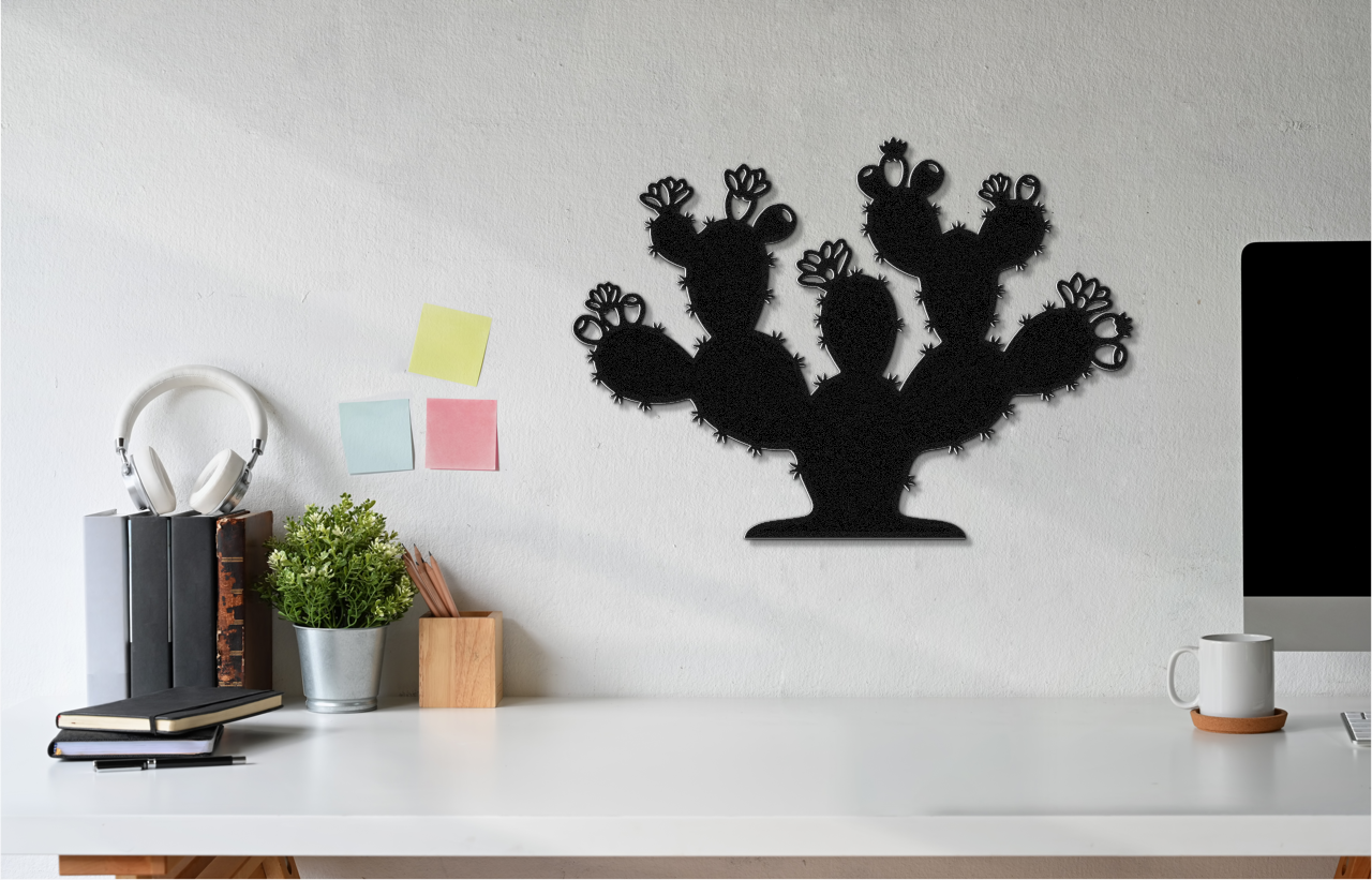 Prickly Pear Cactus Metal Wall Art