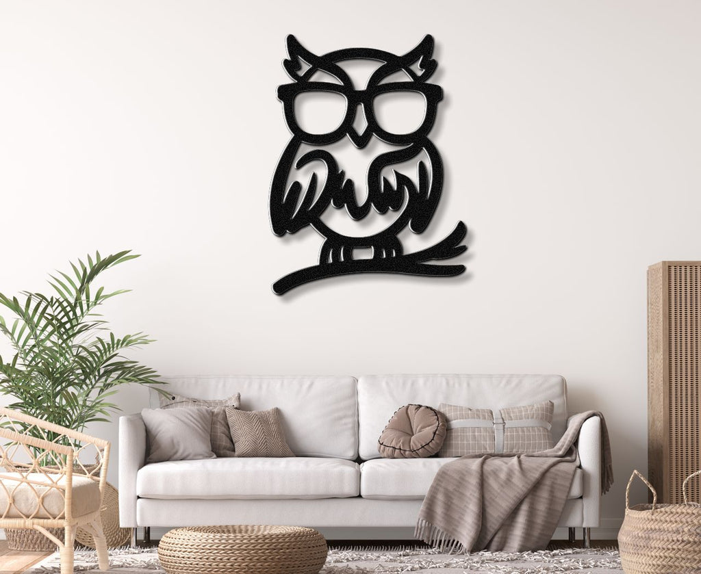 Nerdy Owl Metal Wall Art