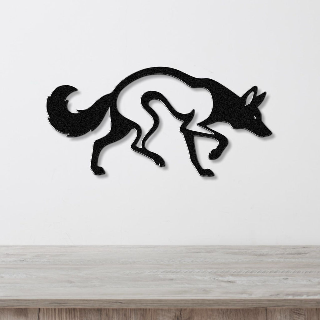 Sneaky Coyote Metal Wall Art