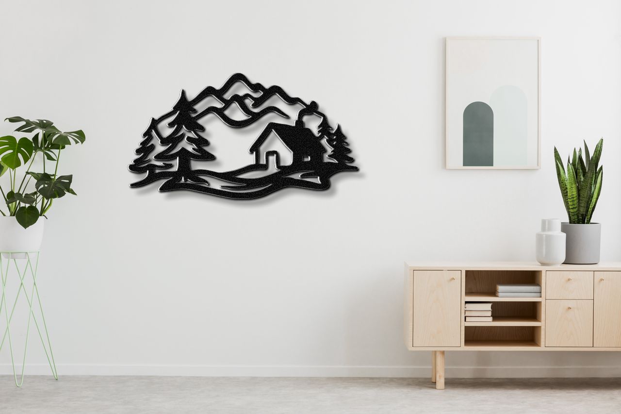 Mountain Cabin Metal Wall Art