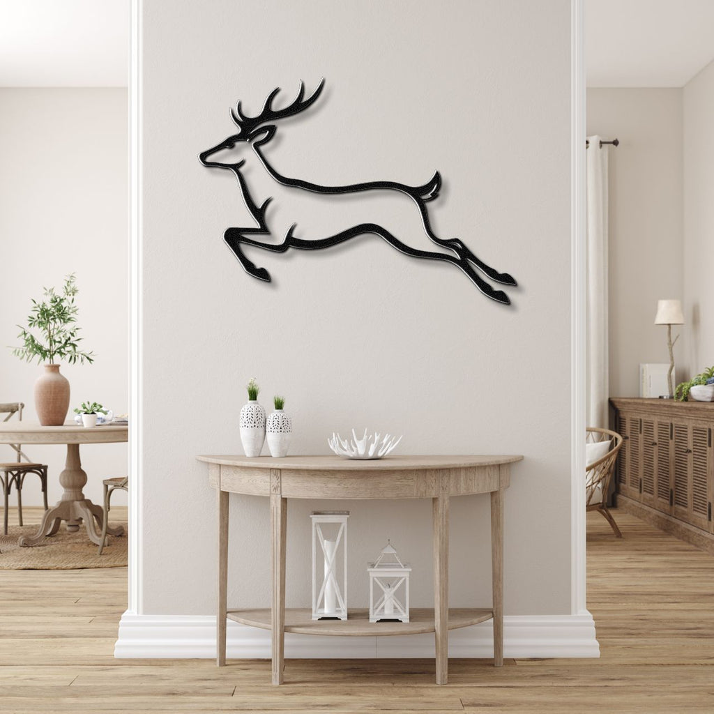 Jumping Deer Metal Wall Art