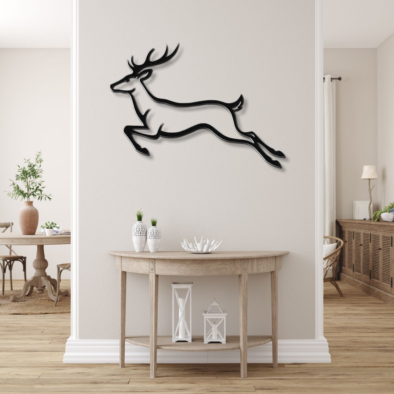 Jumping Deer Metal Wall Art