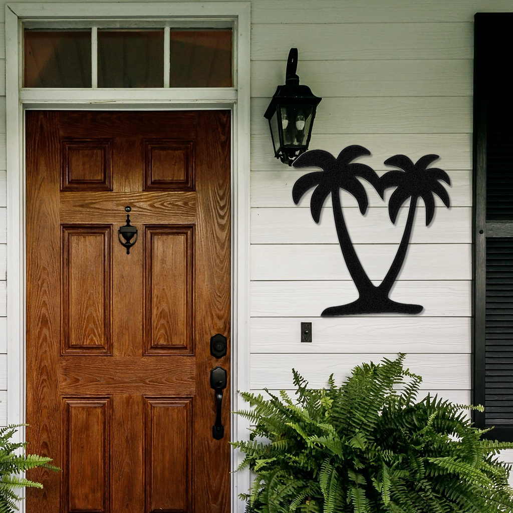 Twin Palm Tree Metal Wall Art