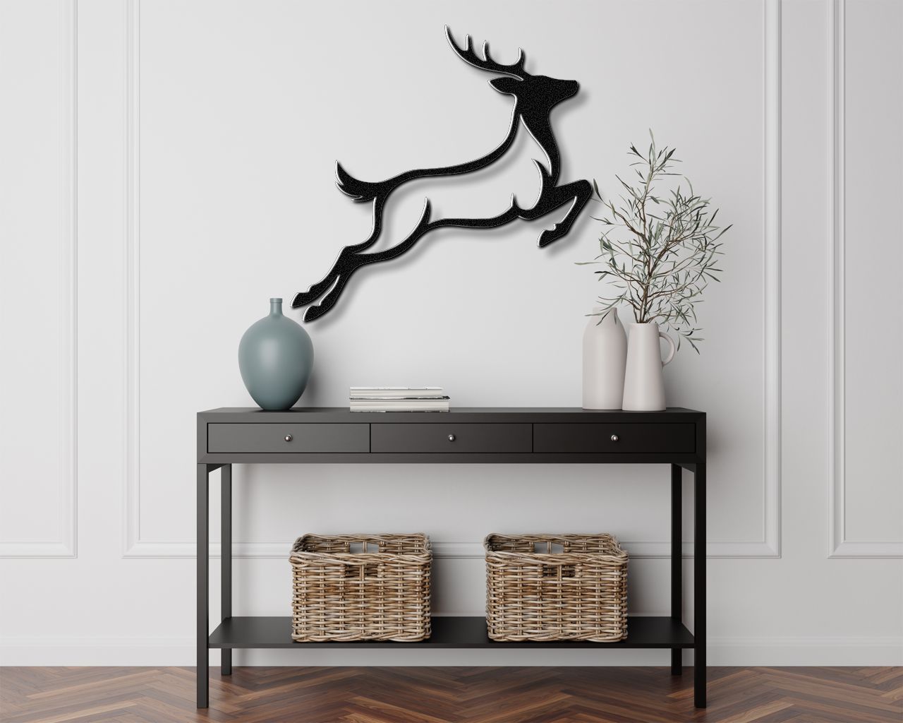 Jumping Deer Metal Wall Art