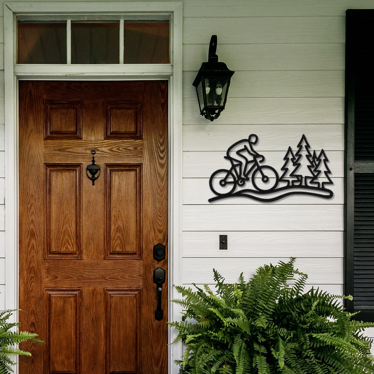 Cycling in the Pines Metal Wall Art