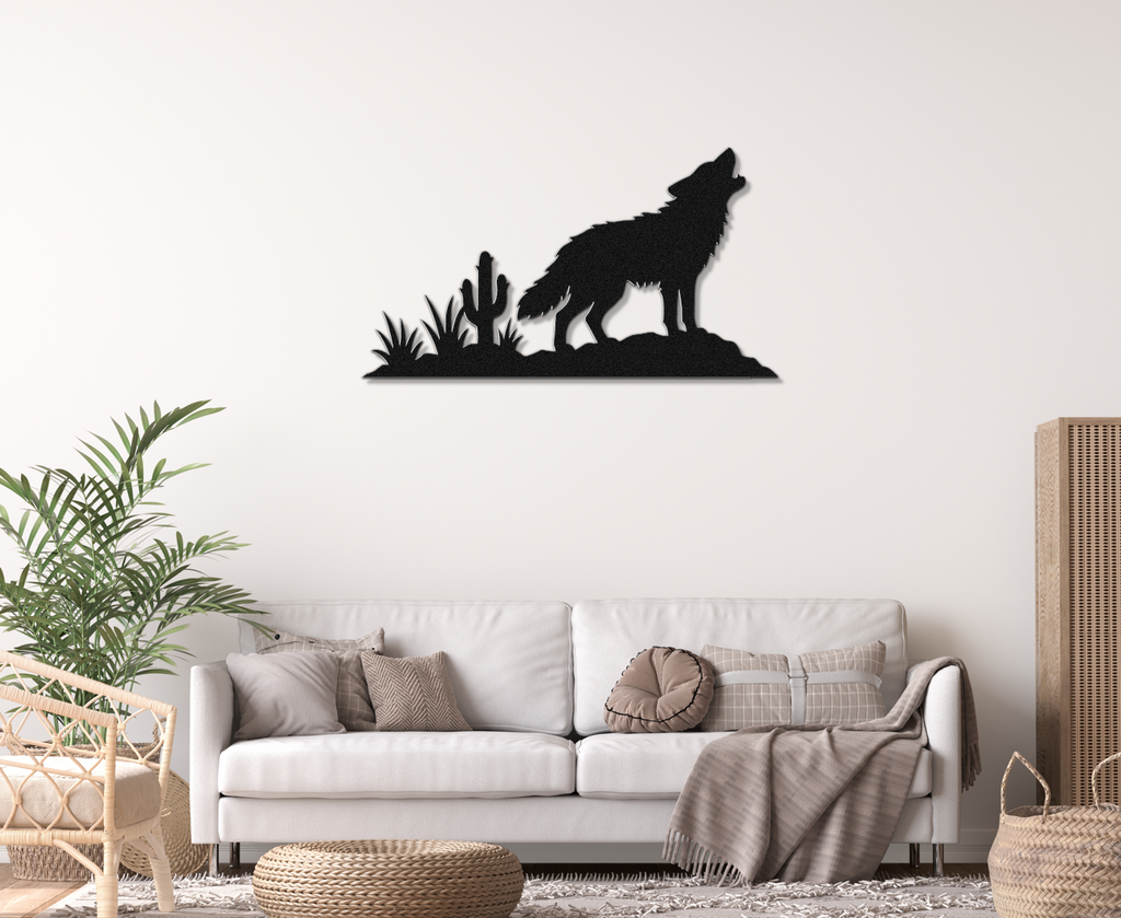 Howling Desert Coyote Metal Wall Art