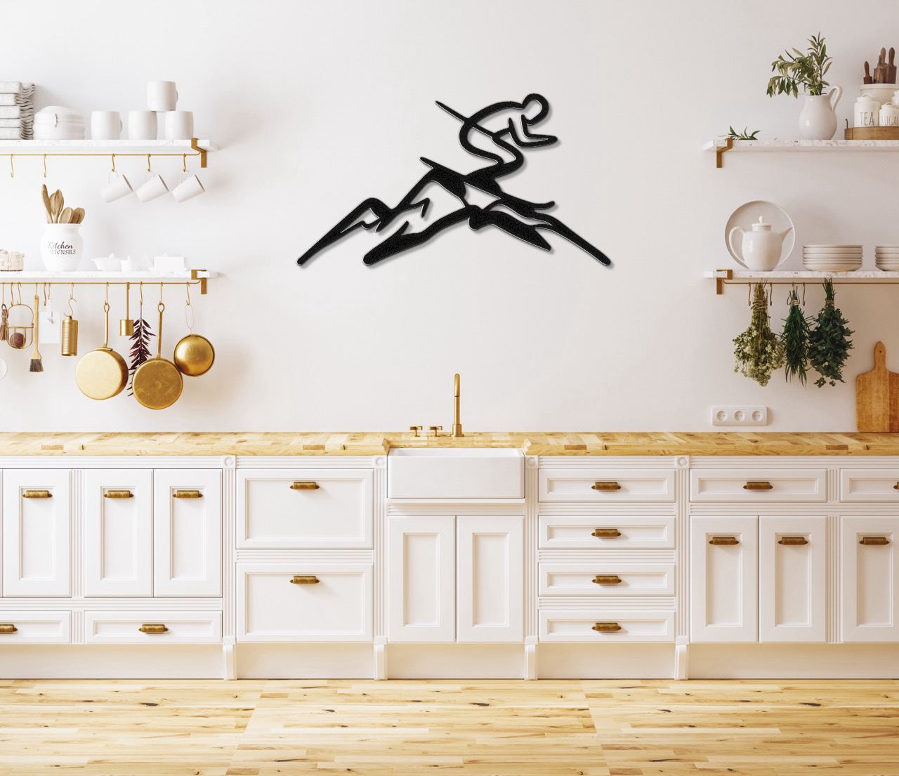 Skier and Mountain Metal Wall Art