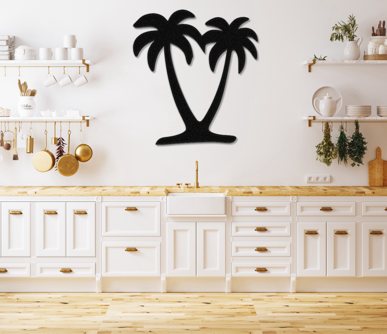 Twin Palm Tree Metal Wall Art