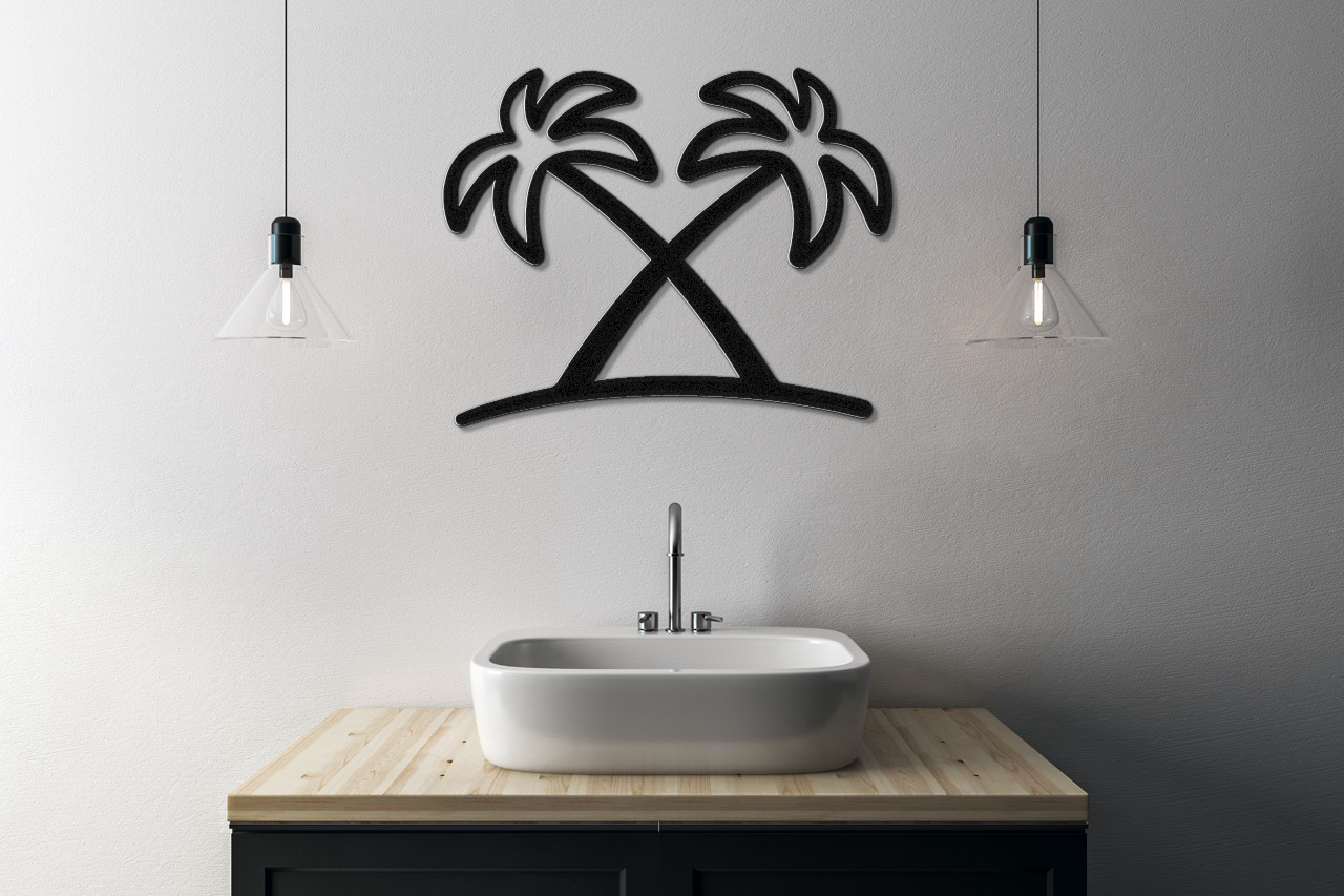 Twin Palm Tree Metal Wall Art