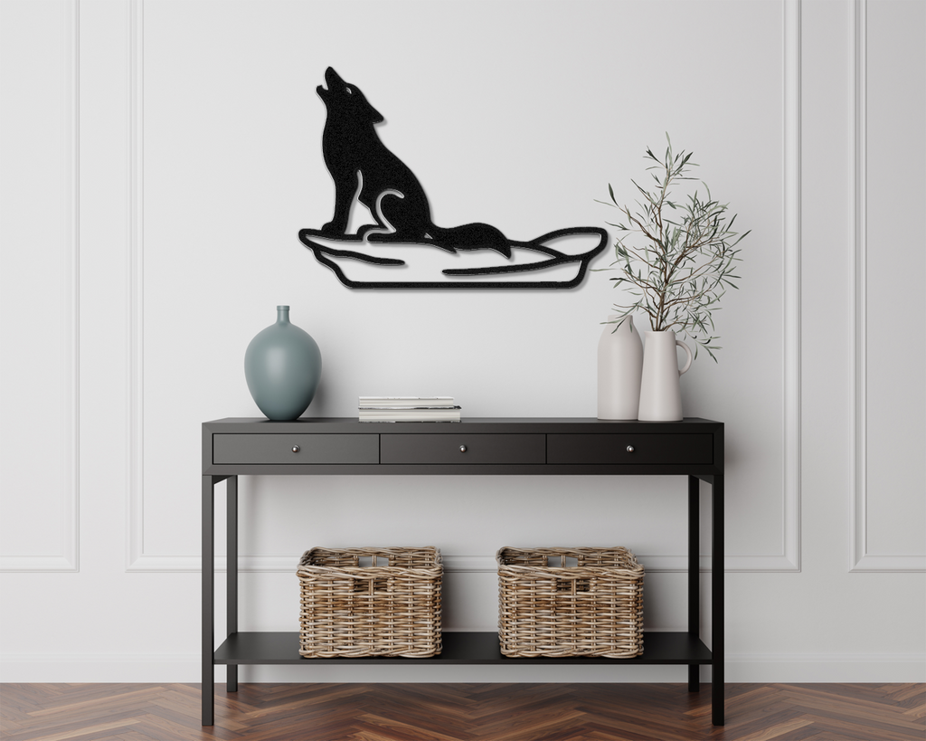 Howling Coyote Metal Wall Art