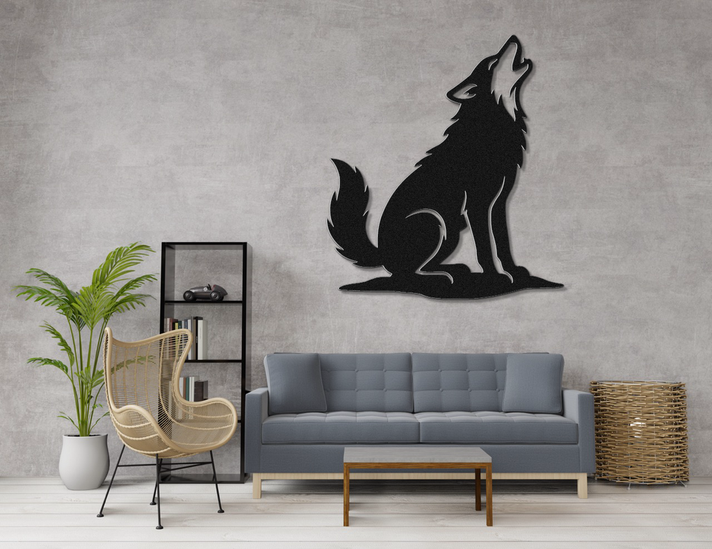 Howling Coyote Metal Wall Art