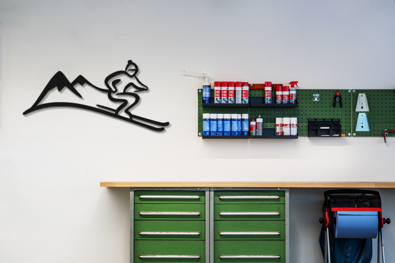 Skier and Mountain Metal Wall Art