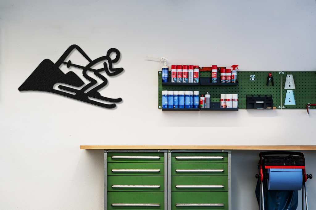 Skier and Mountain Metal Wall Art