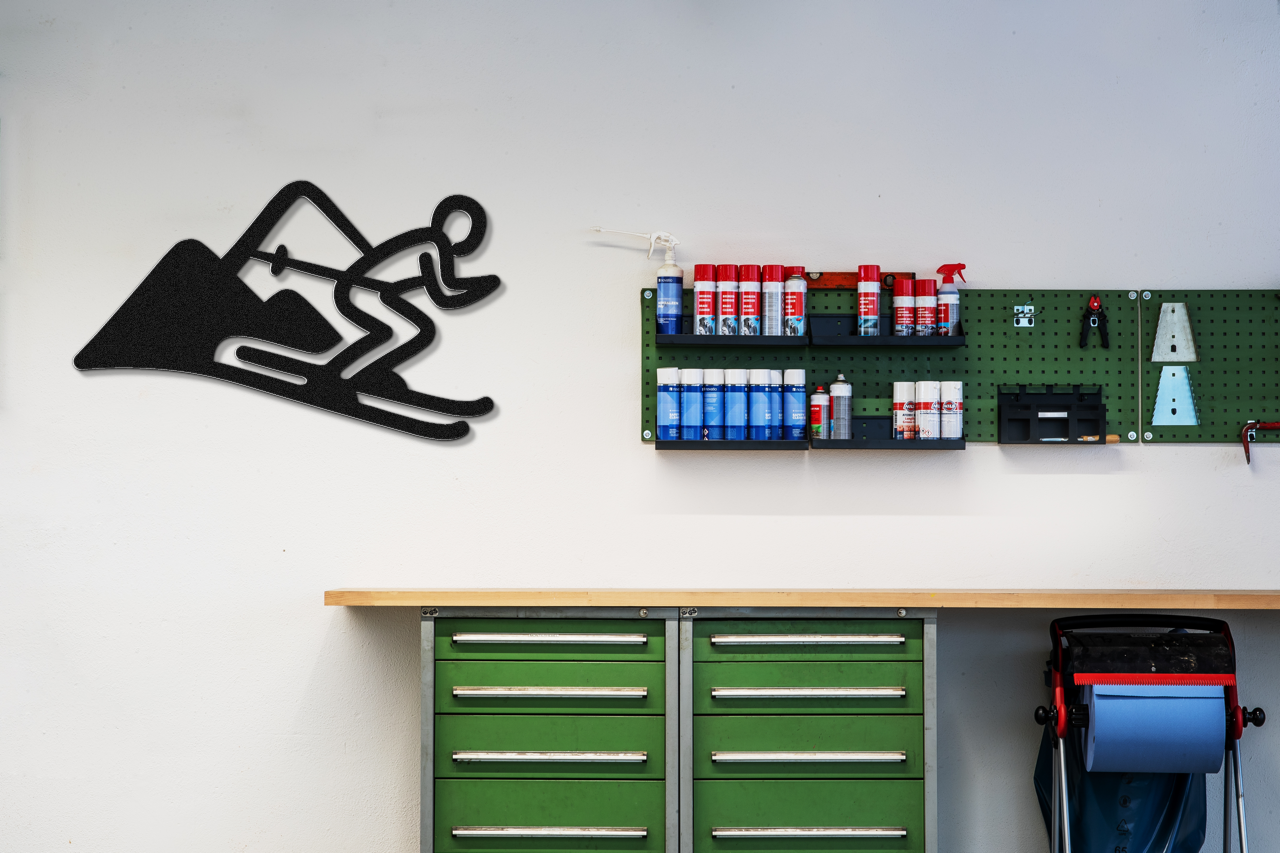 Skier and Mountain Metal Wall Art