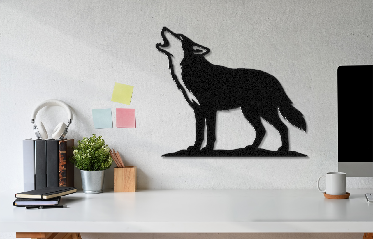 Howling Coyote Metal Wall Art