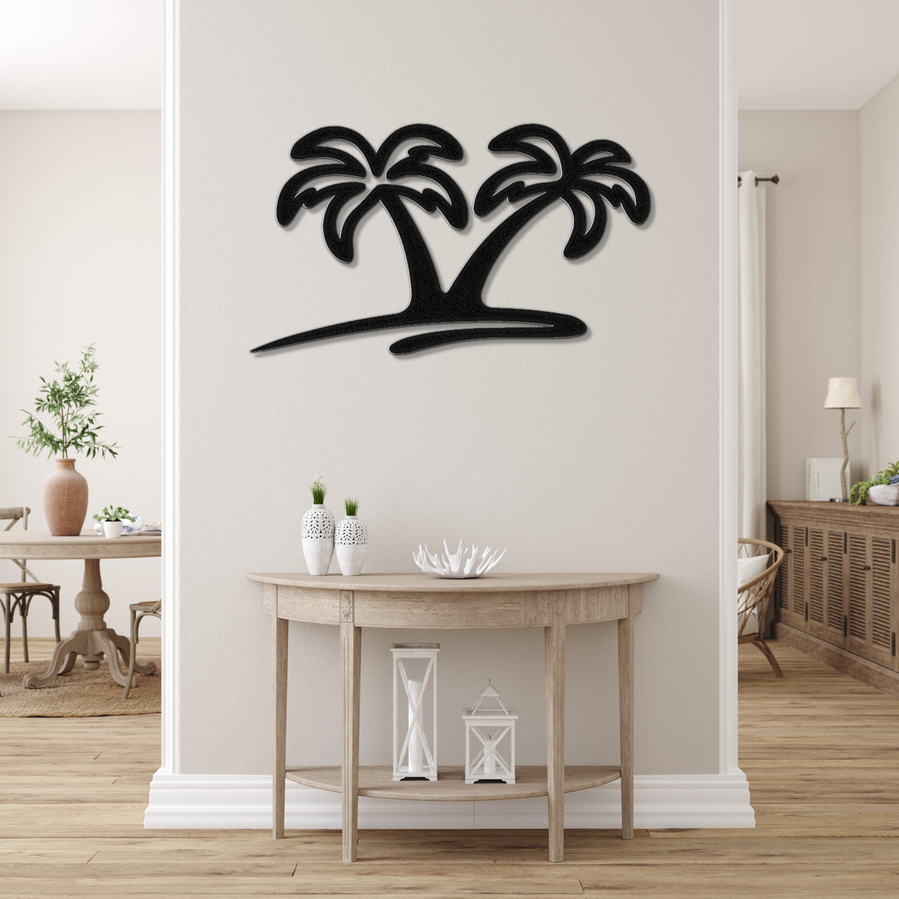 Twin Palm Tree Metal Wall Art