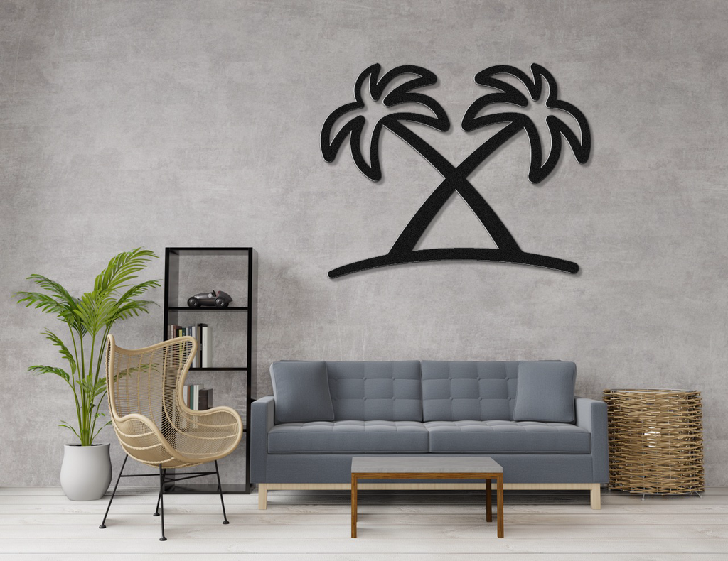 Twin Palm Tree Metal Wall Art