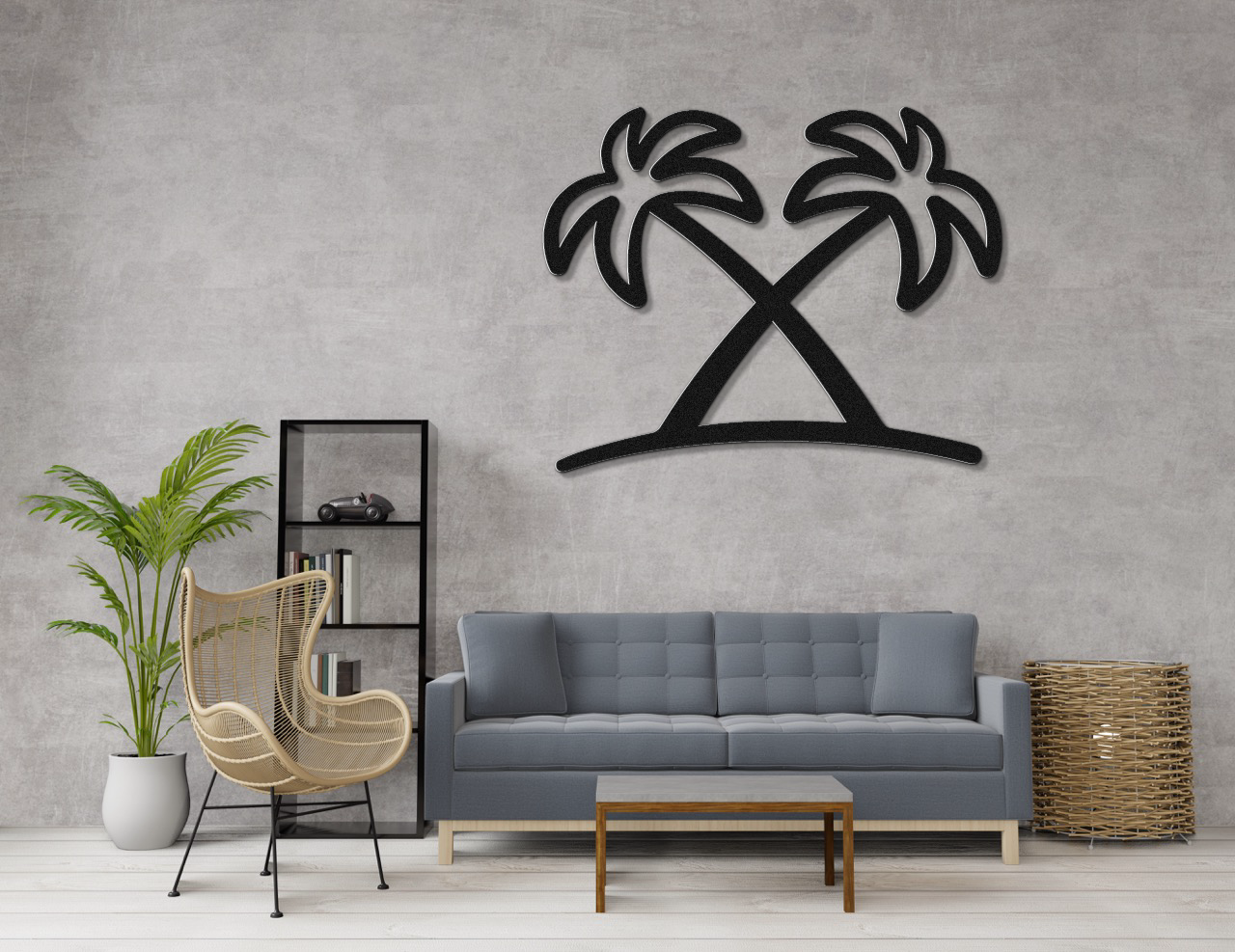 Twin Palm Tree Metal Wall Art