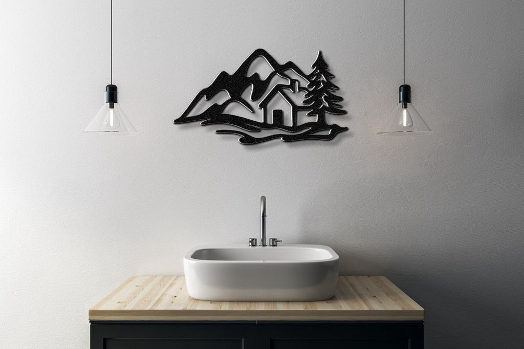 Mountain Cabin Metal Wall Art
