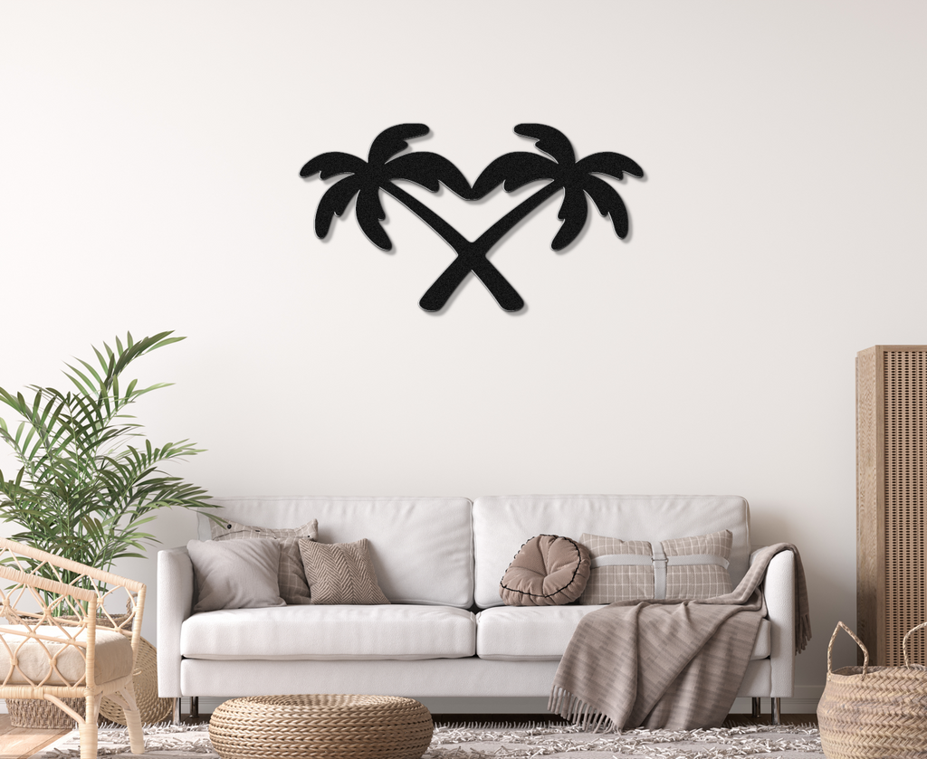 Twin Palm Tree Metal Wall Art