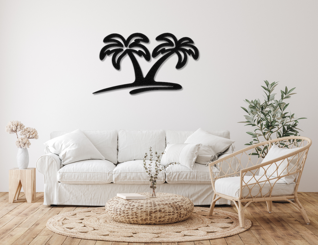 Twin Palm Tree Metal Wall Art