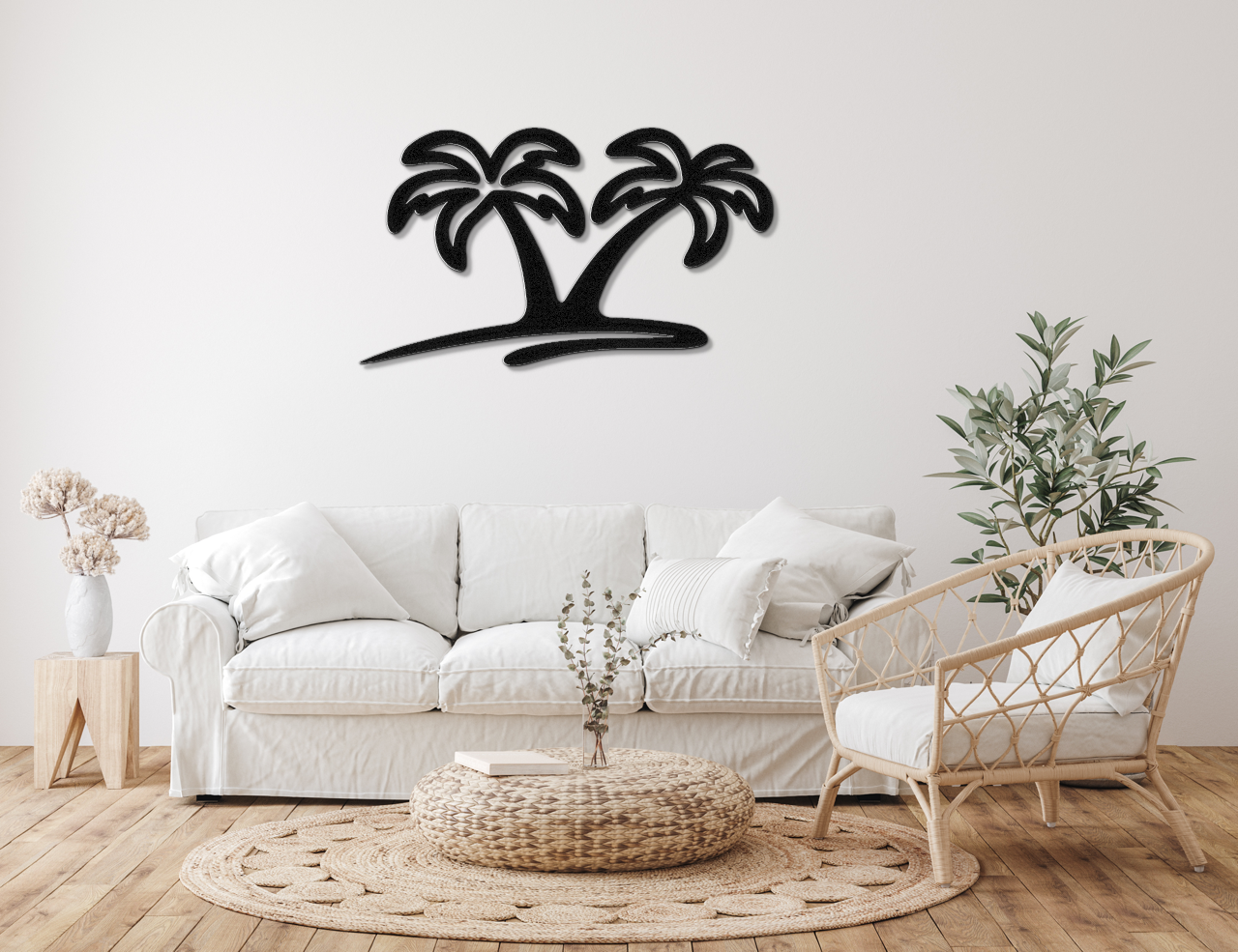 Twin Palm Tree Metal Wall Art