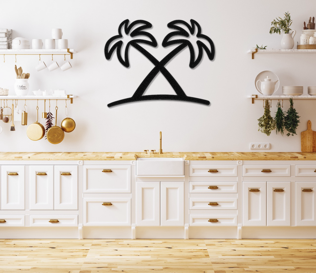 Twin Palm Tree Metal Wall Art