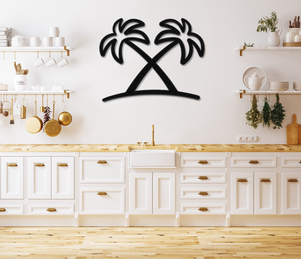 Twin Palm Tree Metal Wall Art