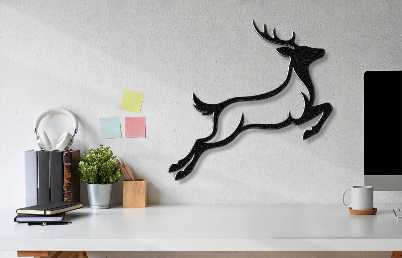 Jumping Deer Metal Wall Art