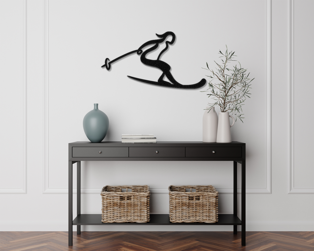 Lady Skiing Metal Wall Art