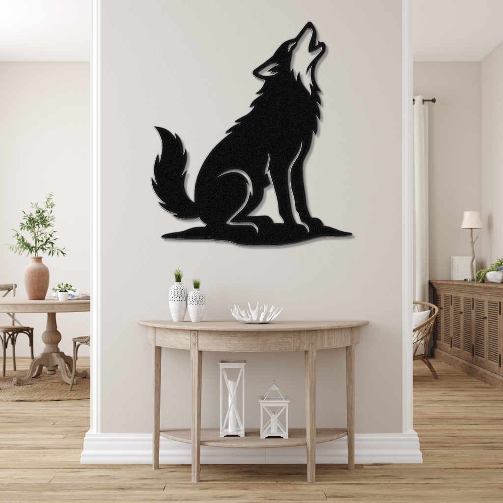 Howling Coyote Metal Wall Art