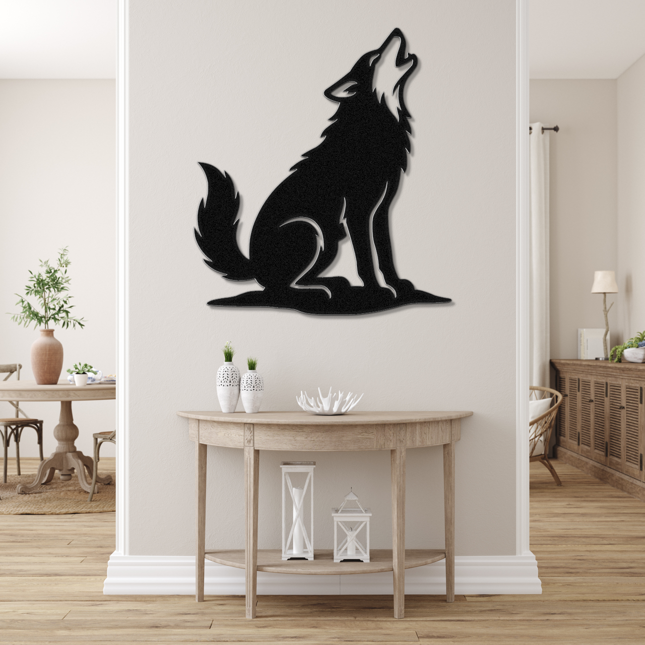 Howling Coyote Metal Wall Art