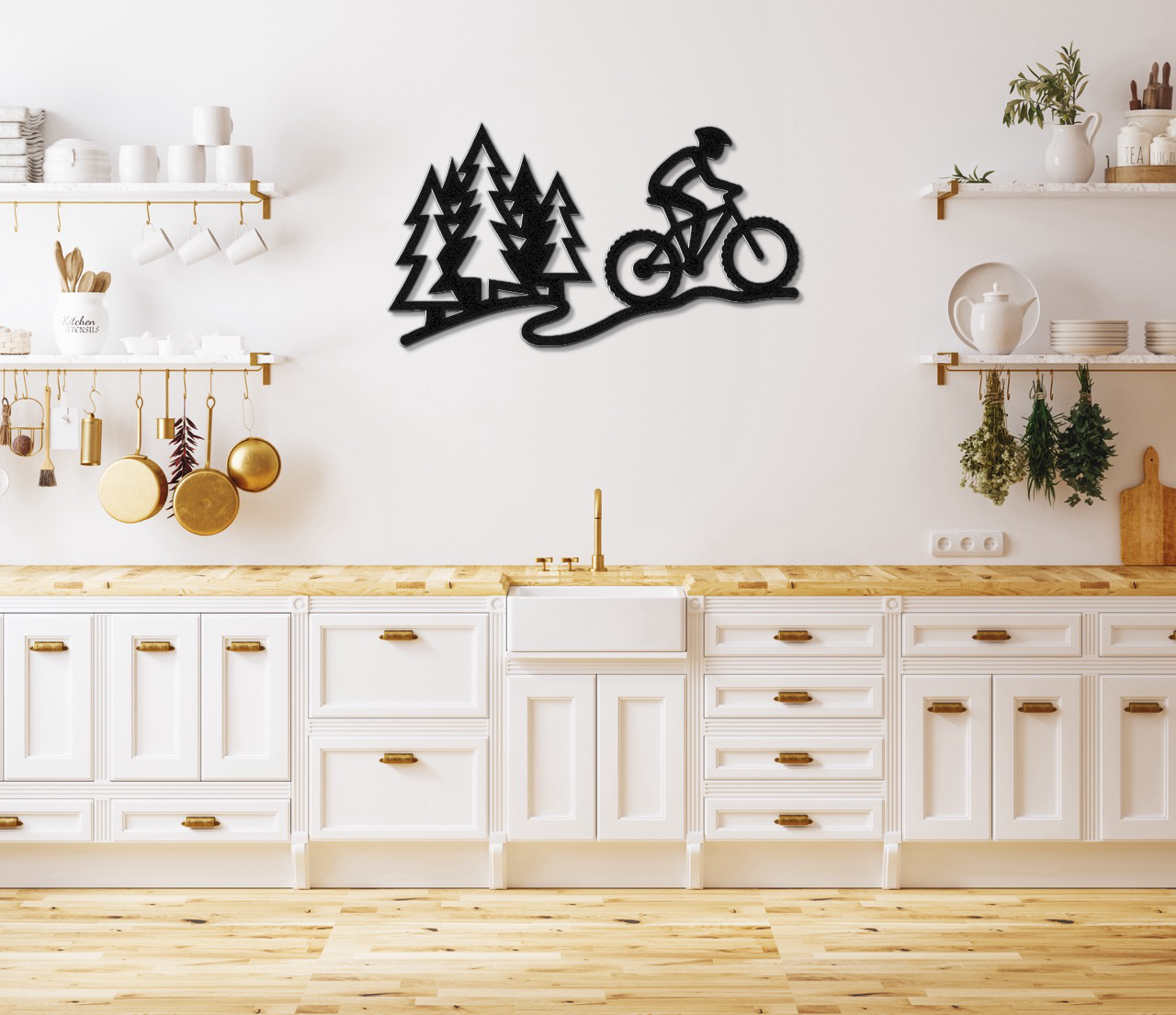 Cycling in the Pines Metal Wall Art