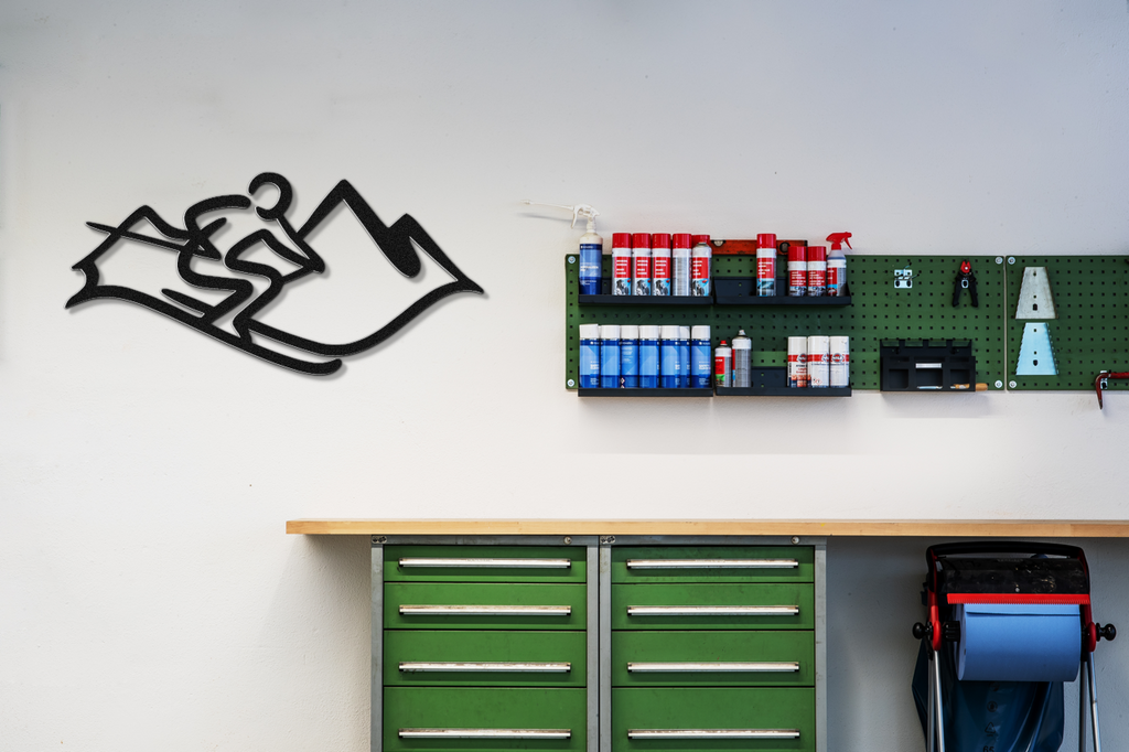 Skier and Mountain Metal Wall Art